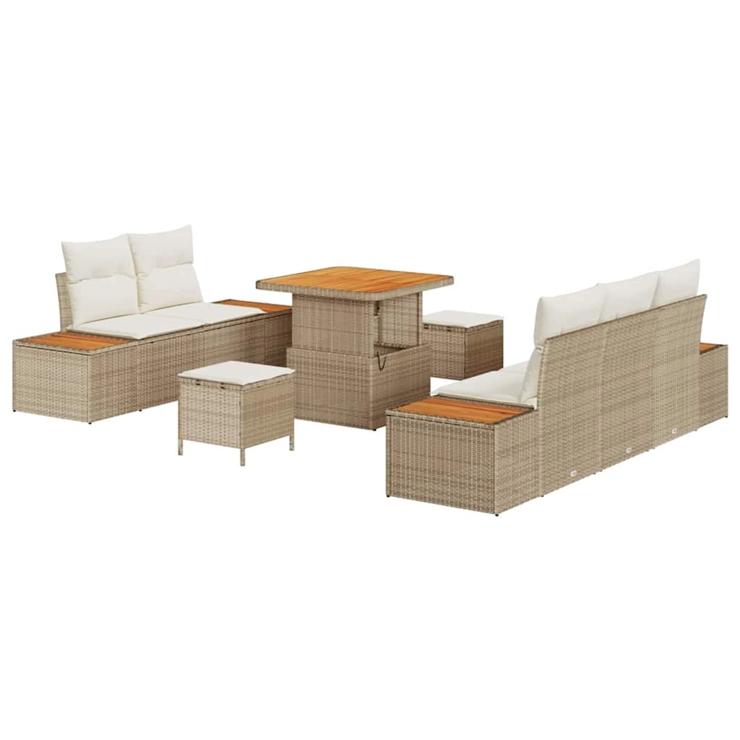vidaXL Garten-Sofa-Set mit Kissen 8-Tlg Beige Poly Rattan 3362856 günstig online kaufen