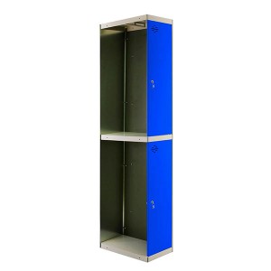 PROREGAL Spind AMEGO, 2 Abteile, Grau-Blau, 180x40x50 cm, Anbaumodul für Garderobe und Schließfach.