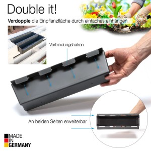 BigDean 8er Set Paletten Blumenkästen Einsatz mit Hängesystem zum Einhängen 37cm Anthrazit Pflanzkasten für Europalette Balkonkasten Blumentopf