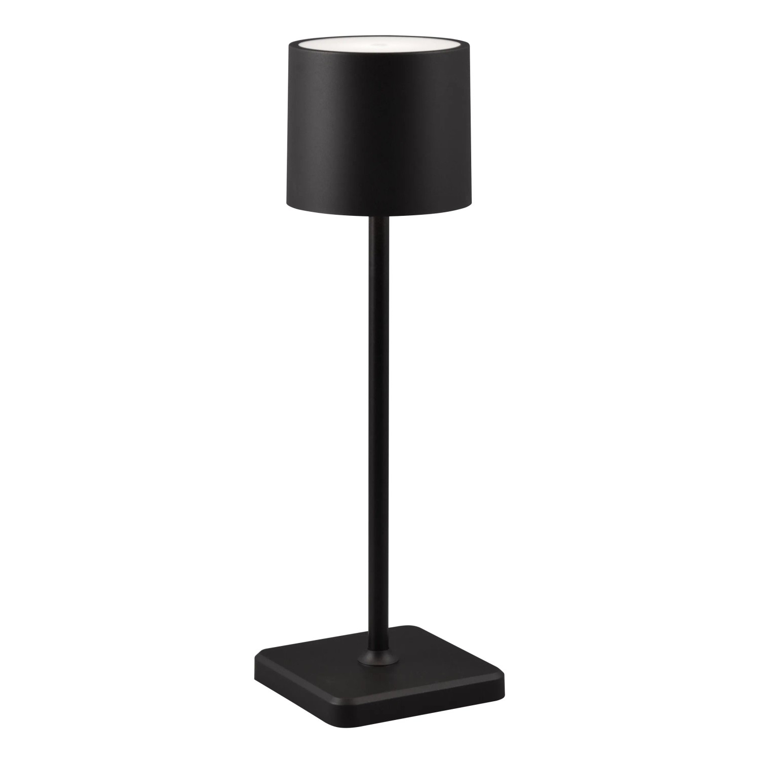 Schwarze Reality LED-Tischleuchte Fernandez, Akku-Tischlampe mit Touch-Schalter, Ø 10,5 cm.