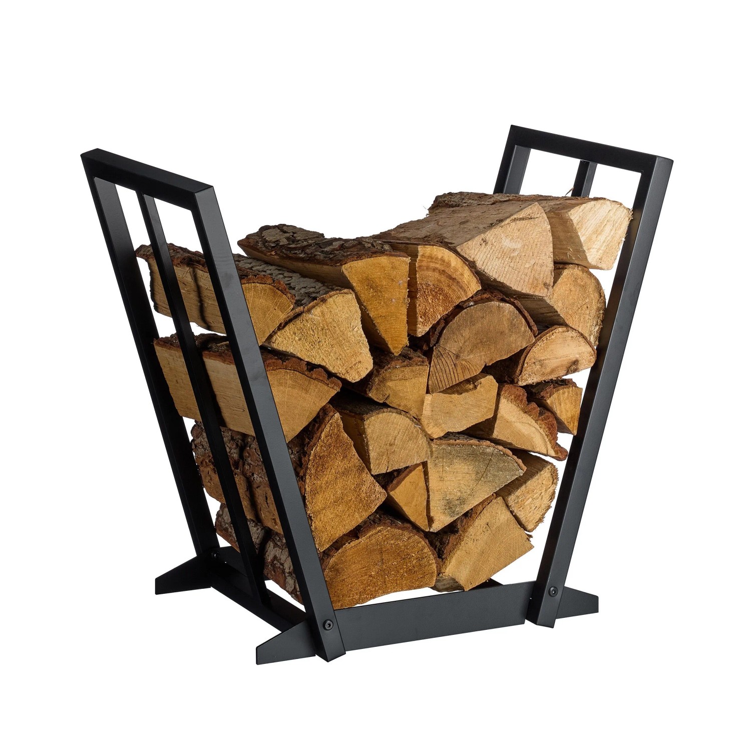 Relaxdays Kaminholzregal im V-Design Eisen Schwarz Platzsparend 55,5 cm x 62 cm x 35 cm 3,4 kg