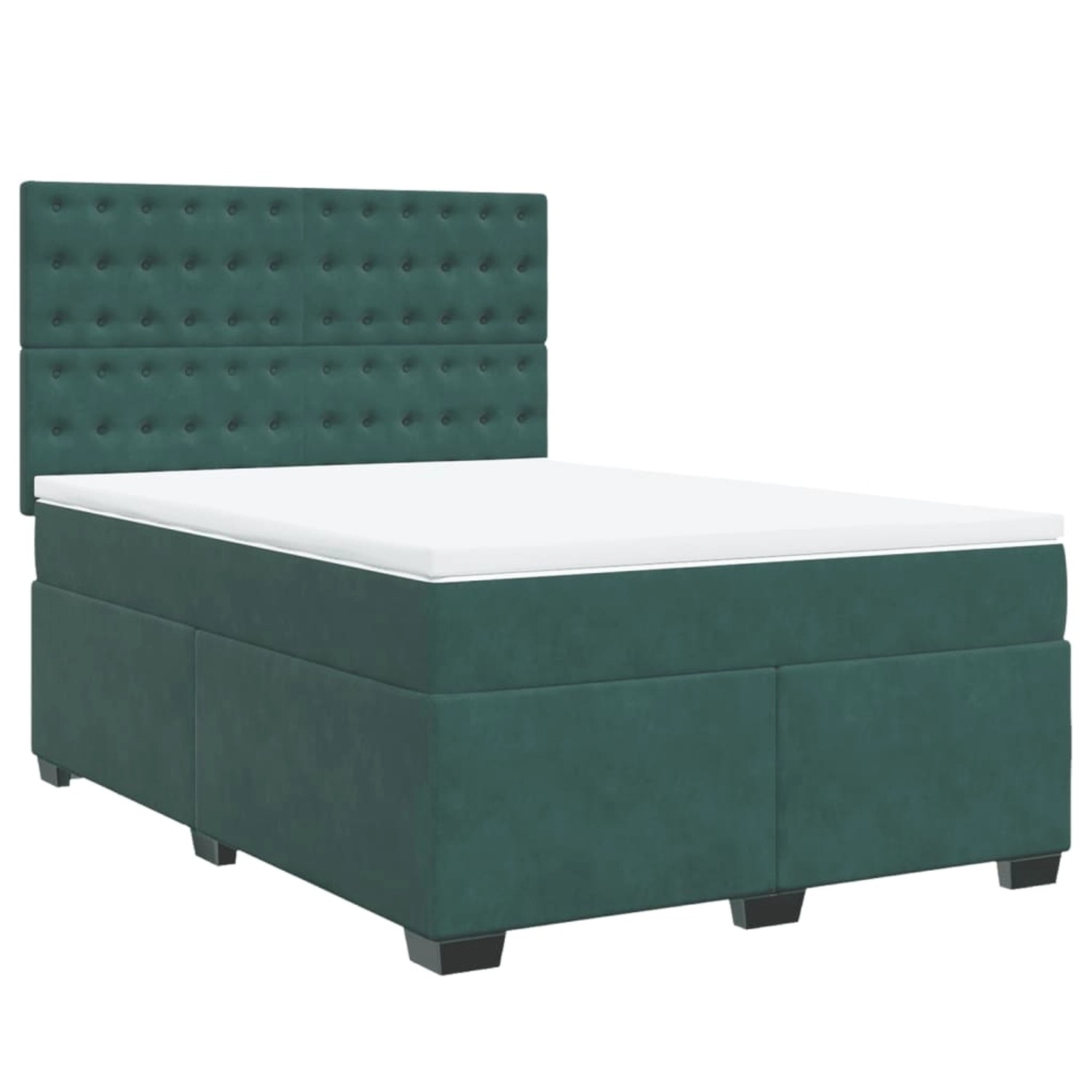 vidaXL Boxspringbett mit Matratze Dunkelgrün 140x190 cm Samt 3290921 günstig online kaufen