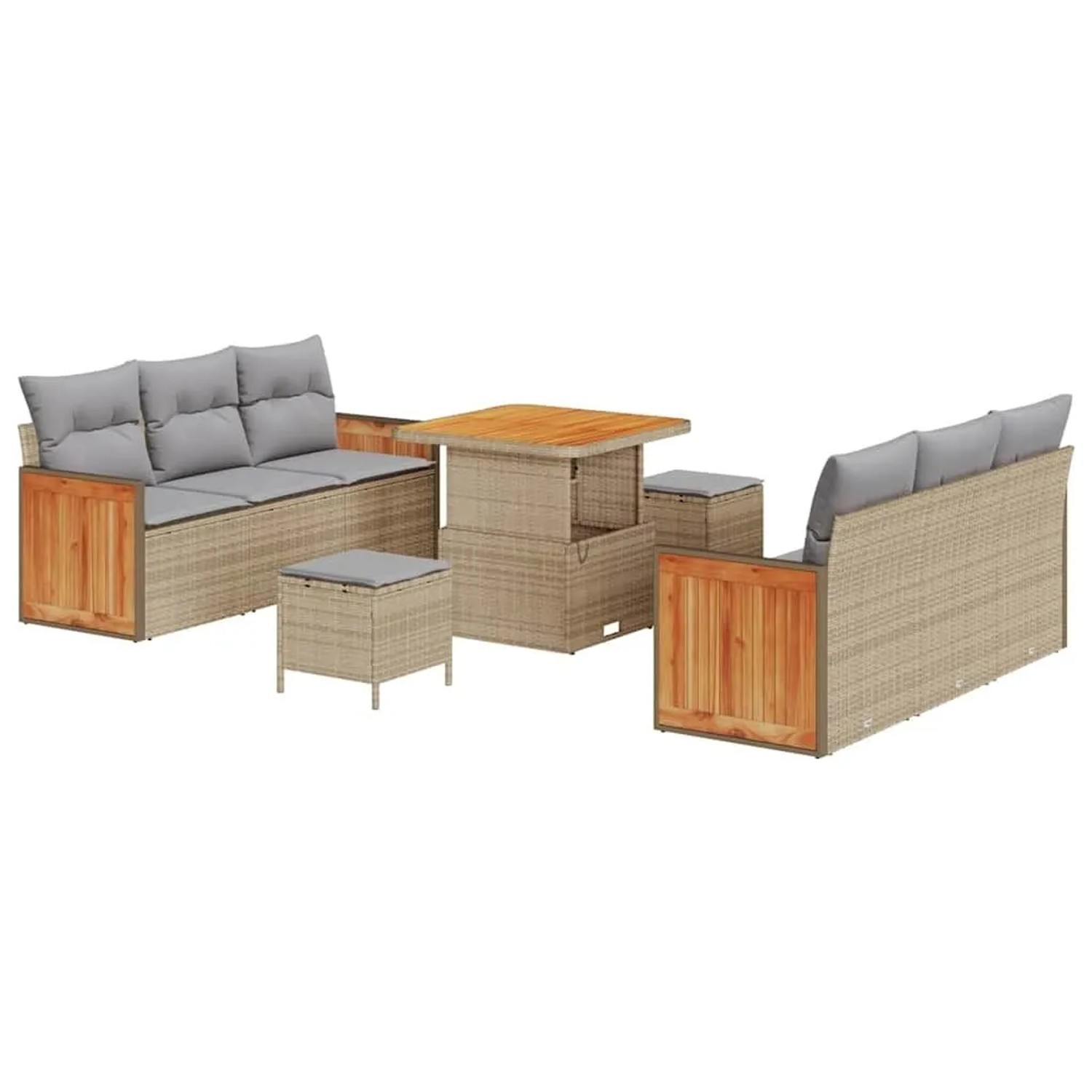vidaXL Gartensofa-set mit Kissen 11-Tlg Beige und Hellgrau Poly-Rattan 3365 günstig online kaufen