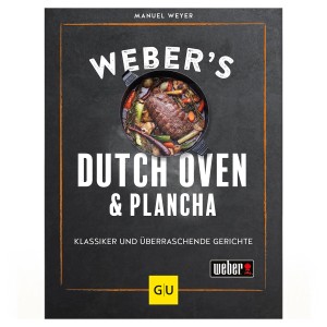 Weber's Dutch Oven & Plancha Buch mit Rezepten und Tipps zum Grillen mit Grillutensilien.
