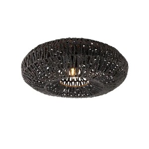 Schwarze Retro-Deckenleuchte Lina mit Seil, 50cm Durchmesser, für Lampen & Leuchten.