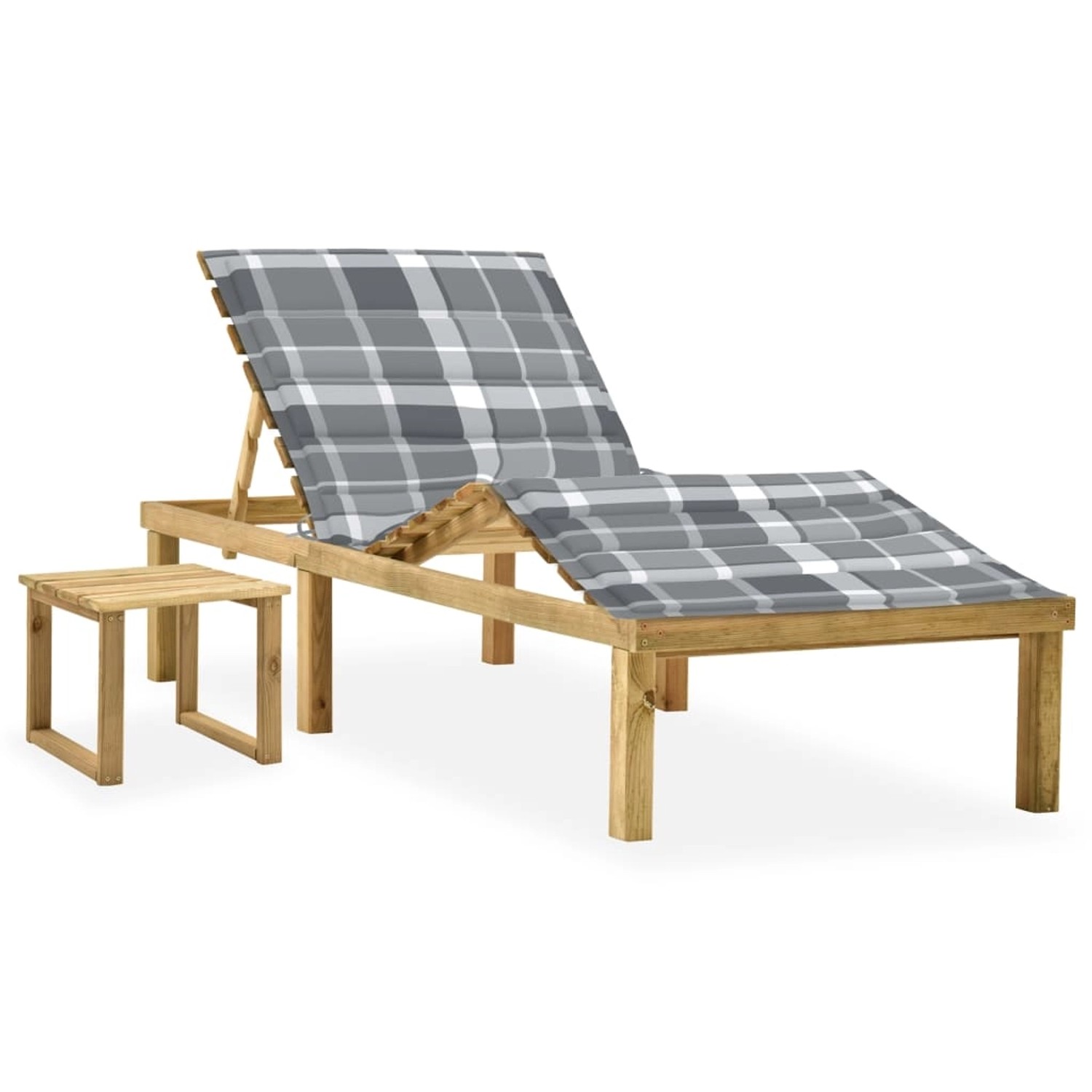 VidaXL Garten-Sonnenliege 200 x 70 x  31,5-77  cm mit Tisch und Auflage Kie günstig online kaufen