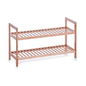 Zeller Schuhregal aus Bambus mit 2 Ablagen für ca. 6 Paar Schuhe, 70x40x26cm.