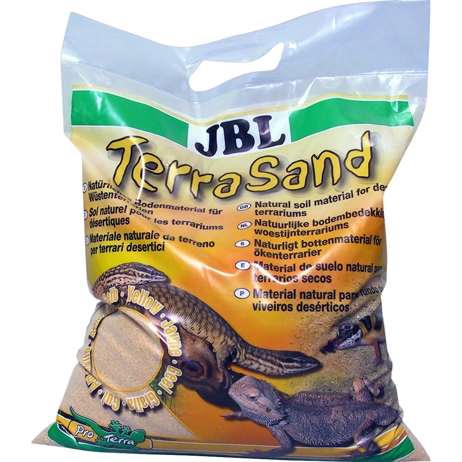 JBL TerraSand Natur-Gelb, 7,5 kg, für Wüstenterrarien. Natürlicher, staubfreier Terrarium-Bodengrund.