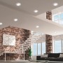 Moderne Wohnraum-Szene mit Trio LED Einbauspot Aura, 10W, Chrom, für stimmungsvolle Beleuchtung.