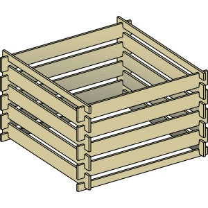 Holzkomposter 500 l, grün druckimprägniert, Stecksystem. Ideal für Garten- und Küchenabfälle.