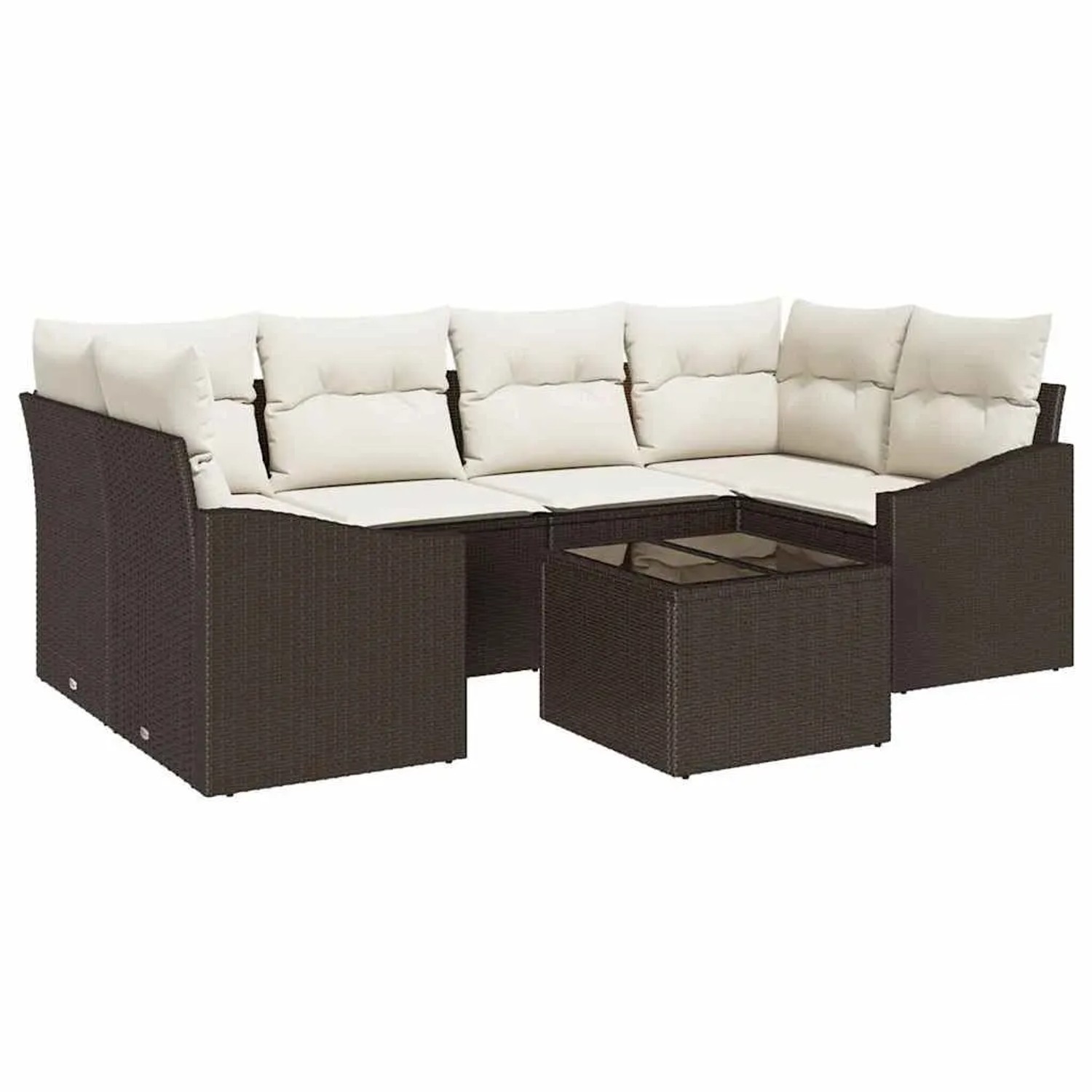 vidaXL Sofa Set mit Kissen 7-Tlg Braun und Creme Poly-Rattan 3346618 günstig online kaufen