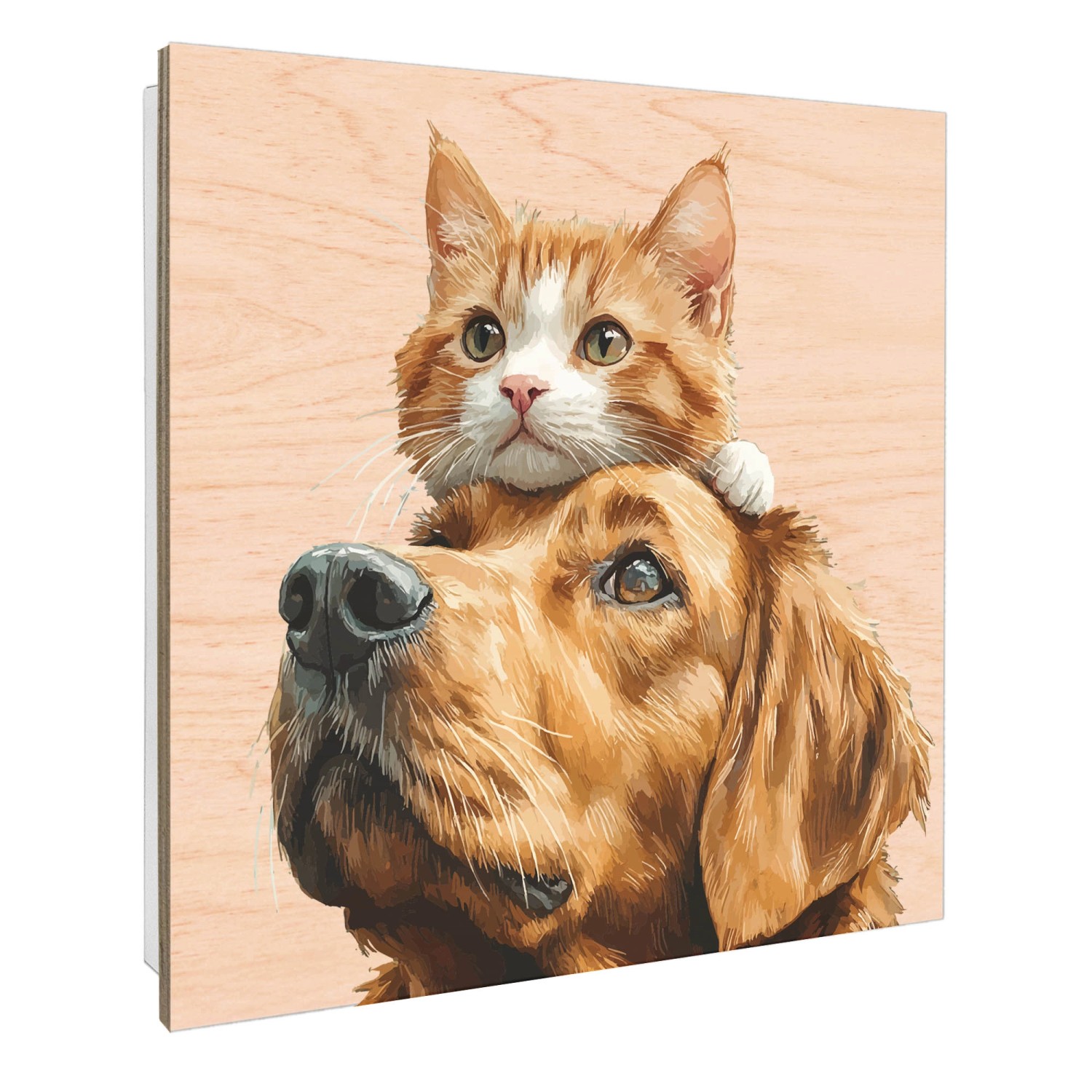 Banjado Schlüsselbox mit Katzen- und Hundemotiv. Weißer Kasten mit 50 Haken, Holzfront mit Tiermotiv.