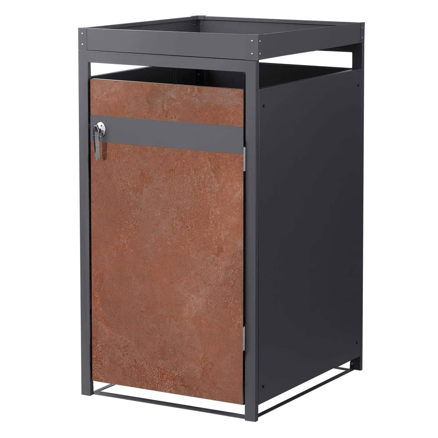 Ml-Design Mülltonnenbox 1er Pflanzdach 68x80x124 cm Anthrazit-Rost