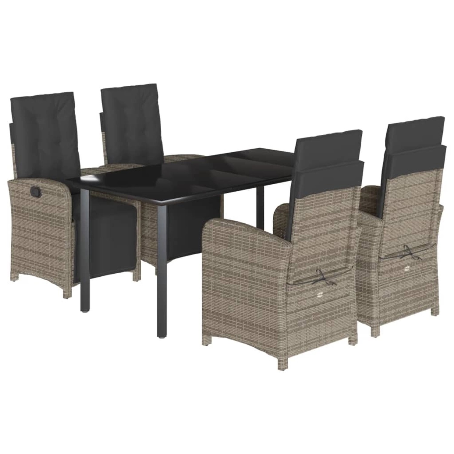 vidaXL 5-Tlg Garten-Essgruppe mit Kissen Grau Poly Rattan 3212566 günstig online kaufen