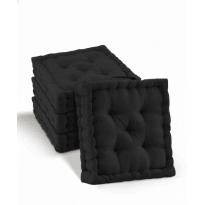 Beautissu Mila Stuhlkissen 40x40x8cm Schwarz 4tlg