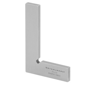 STAHLWERK Flachwinkel 75x50 mm, 90° Winkel aus Edelstahl nach DIN 875/1 für präzise Messungen.