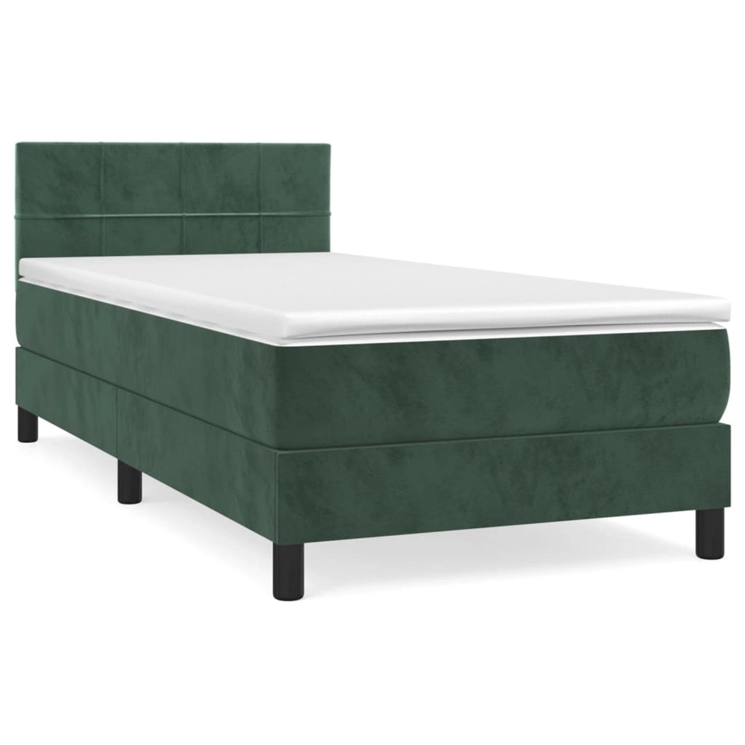 vidaXL Boxspringbett Boxspringbett mit Matratze Dunkelgrün 90x200 cm Samt B günstig online kaufen