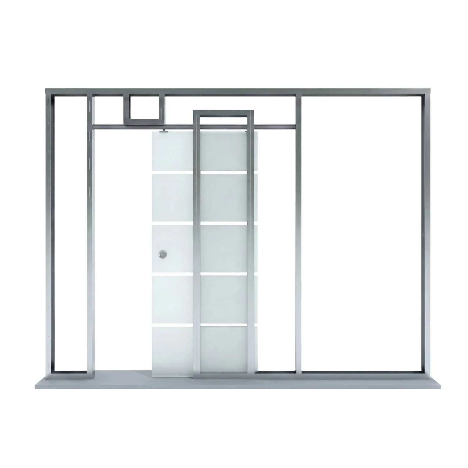 Schiebetür-Set PurePocket CW75 mit 4 Streifen Zargenoptik 211 cm x 86 cm Satin