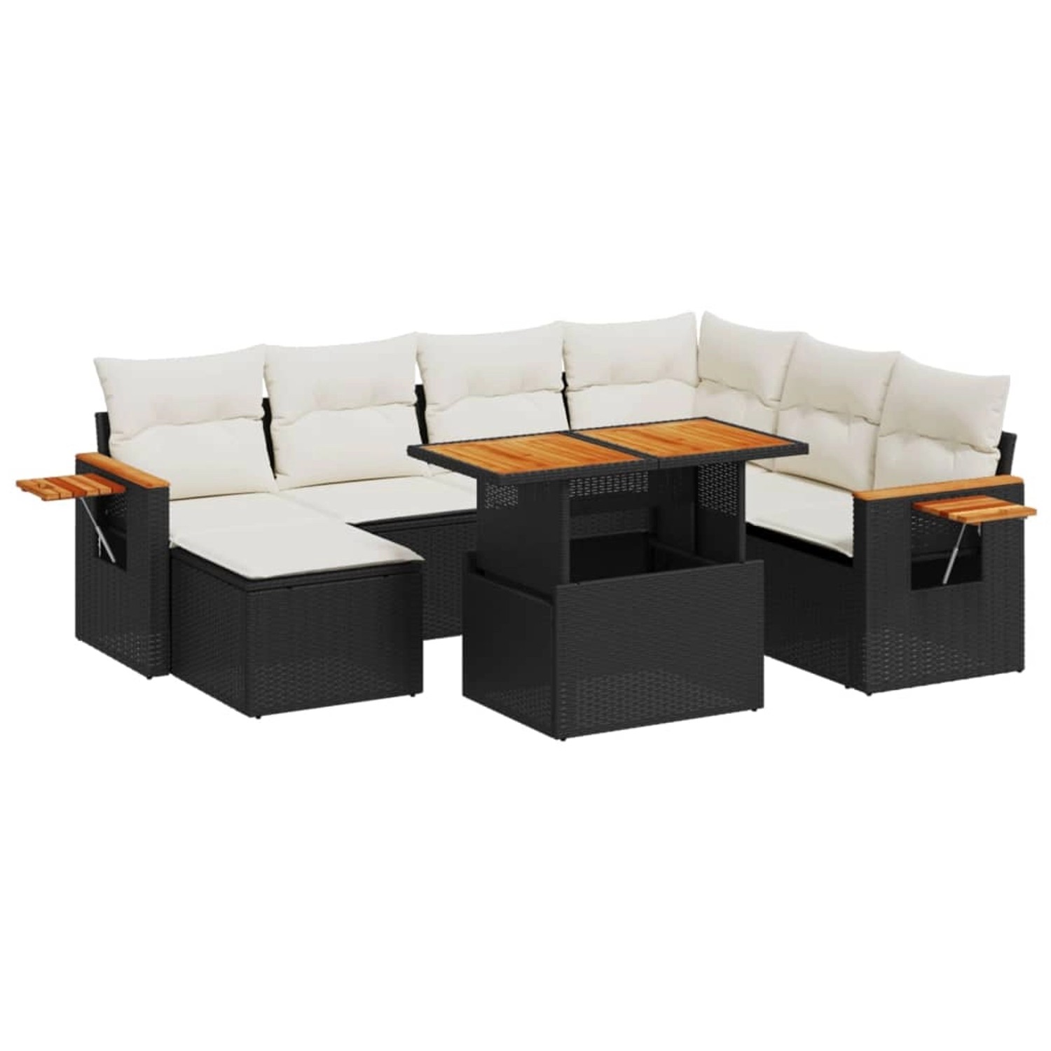 vidaXL 8-Tlg Garten-Sofagarnitur mit Kissen Schwarz Poly Rattan 3273632 günstig online kaufen