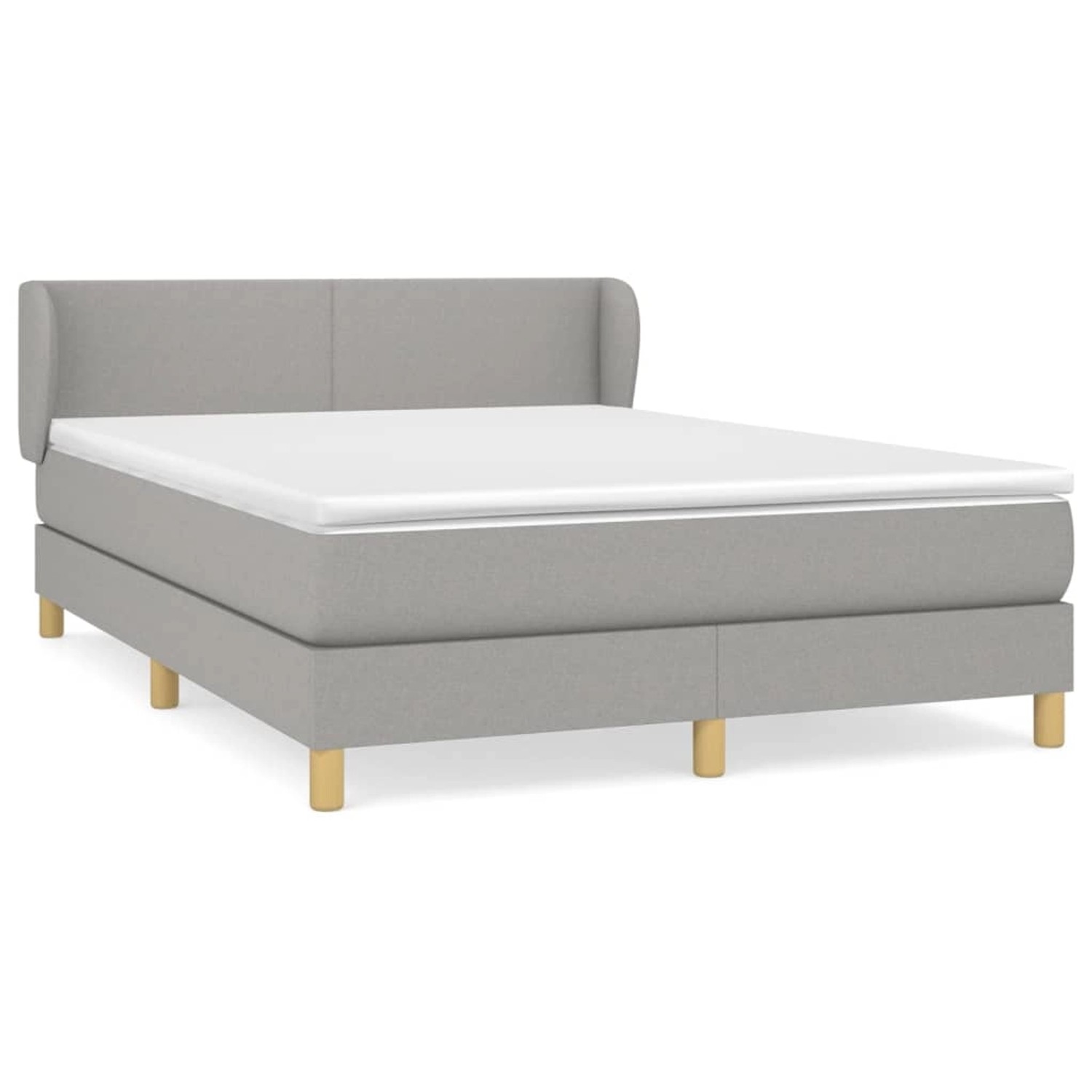 vidaXL Boxspringbett Boxspringbett mit Matratze Hellgrau 140x200 cm Stoff B günstig online kaufen