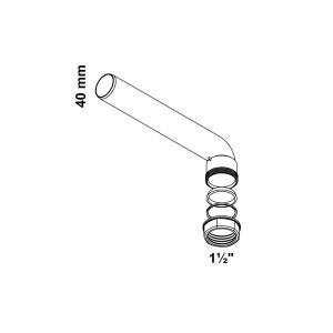 Weißer Kirchhoff Abgangsbogen 47,8 mm (1 1/2) für Spüle, Kunststoff, mit Klemmanschluss.