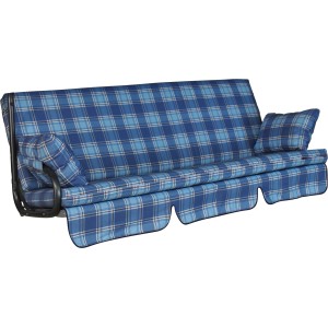 Angerer Hollywoodschaukel Auflage Element Belfast Blau mit Karomuster, inklusive Kissen und Unterlage.