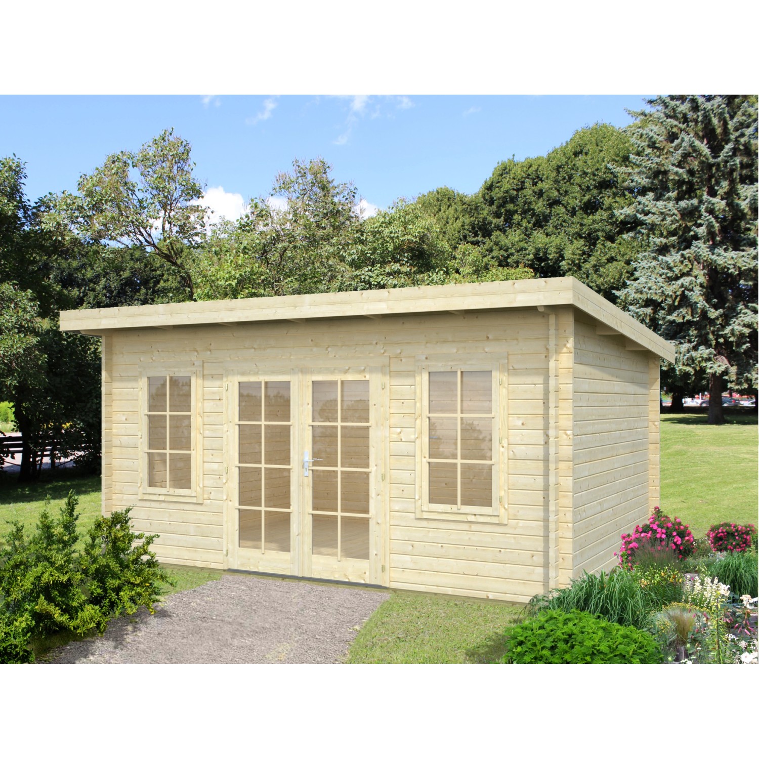 Palmako Gartenhaus Lisa 450 x 330 cm Lackiert Dunkelgrau-Weiß FSC® günstig online kaufen