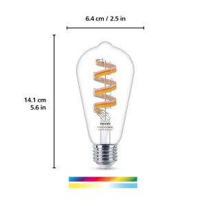 WIZ E27 LED-Lampe ST64, 6,3W, 470lm, dimmbar, Filament-Optik für stimmungsvolles Licht.