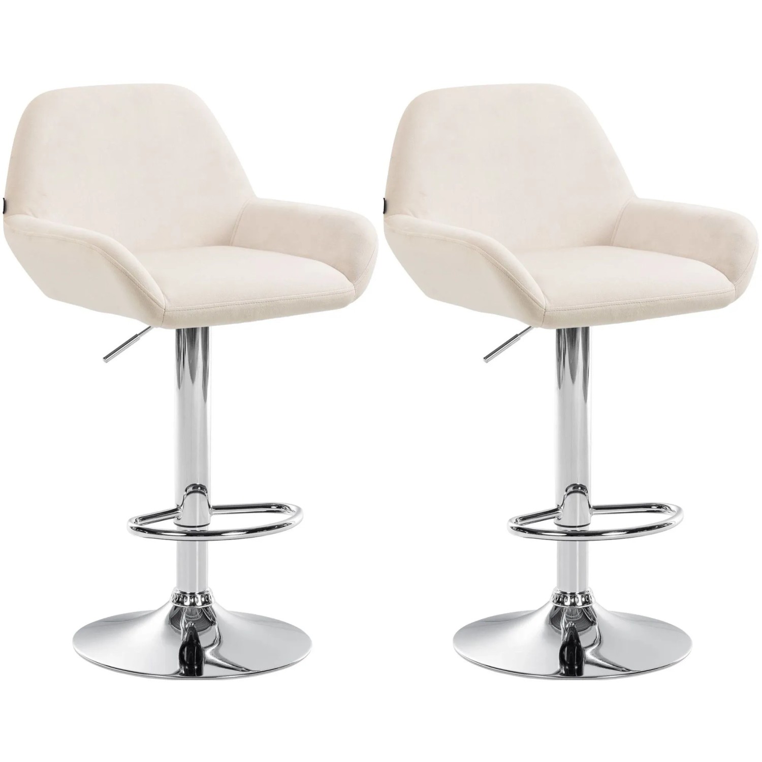 DELUKE Barhocker 2er Set DUBLIN Creme Samt Chrom Barstuhl Mit Lehne Tresenhocker Tresenstuhl
