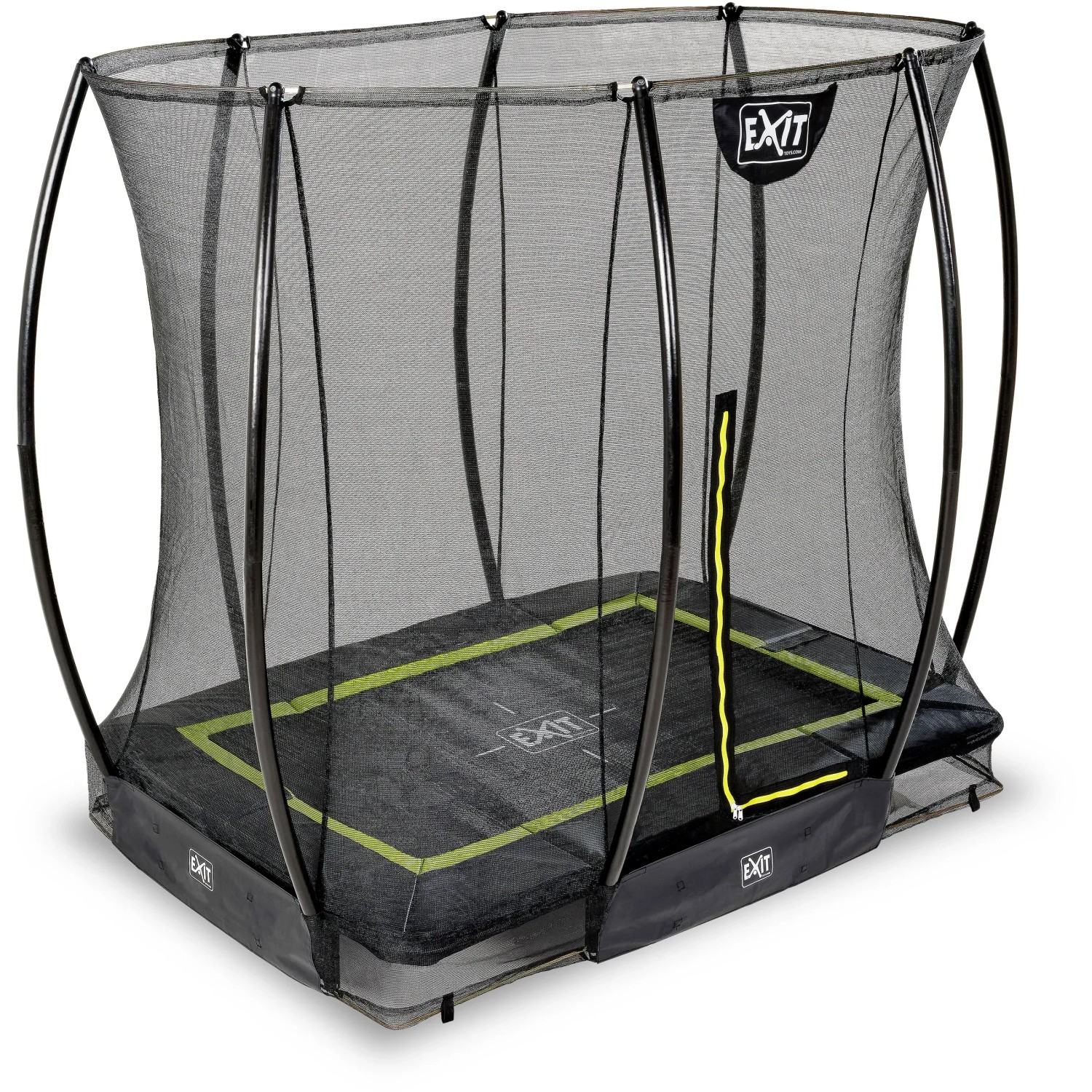 EXIT Silhouette Bodentrampolin 153x214 cm mit Sicherheitsnetz, schwarz.
