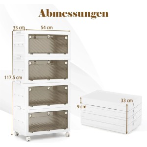 Costway Aufbewahrungsbox 168 L 4er Set mit Zweiweg-Türen Weiß