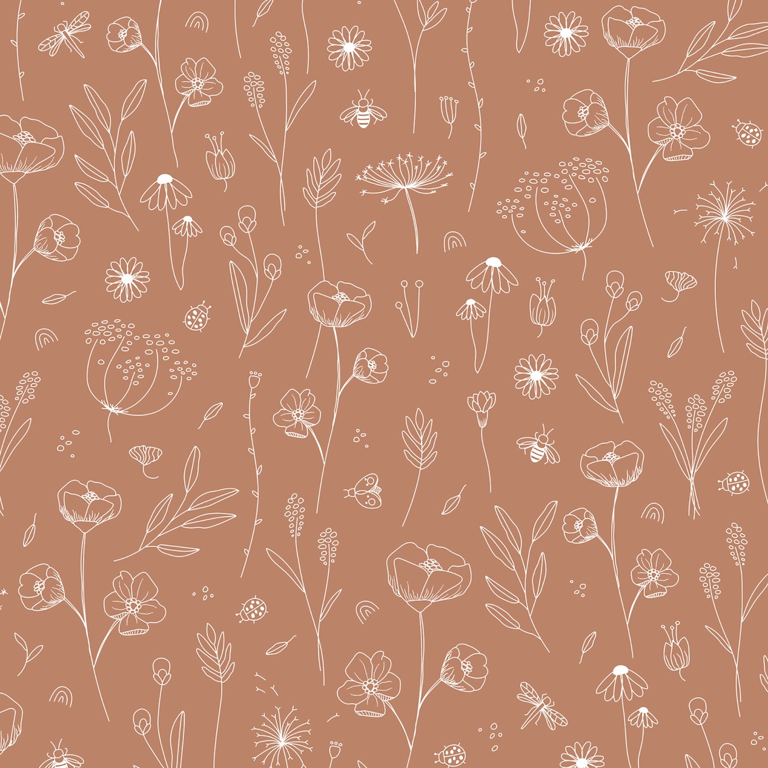 Little Dutch Vliestapete Wild Flowers Rust Orange FSC® günstig online kaufen