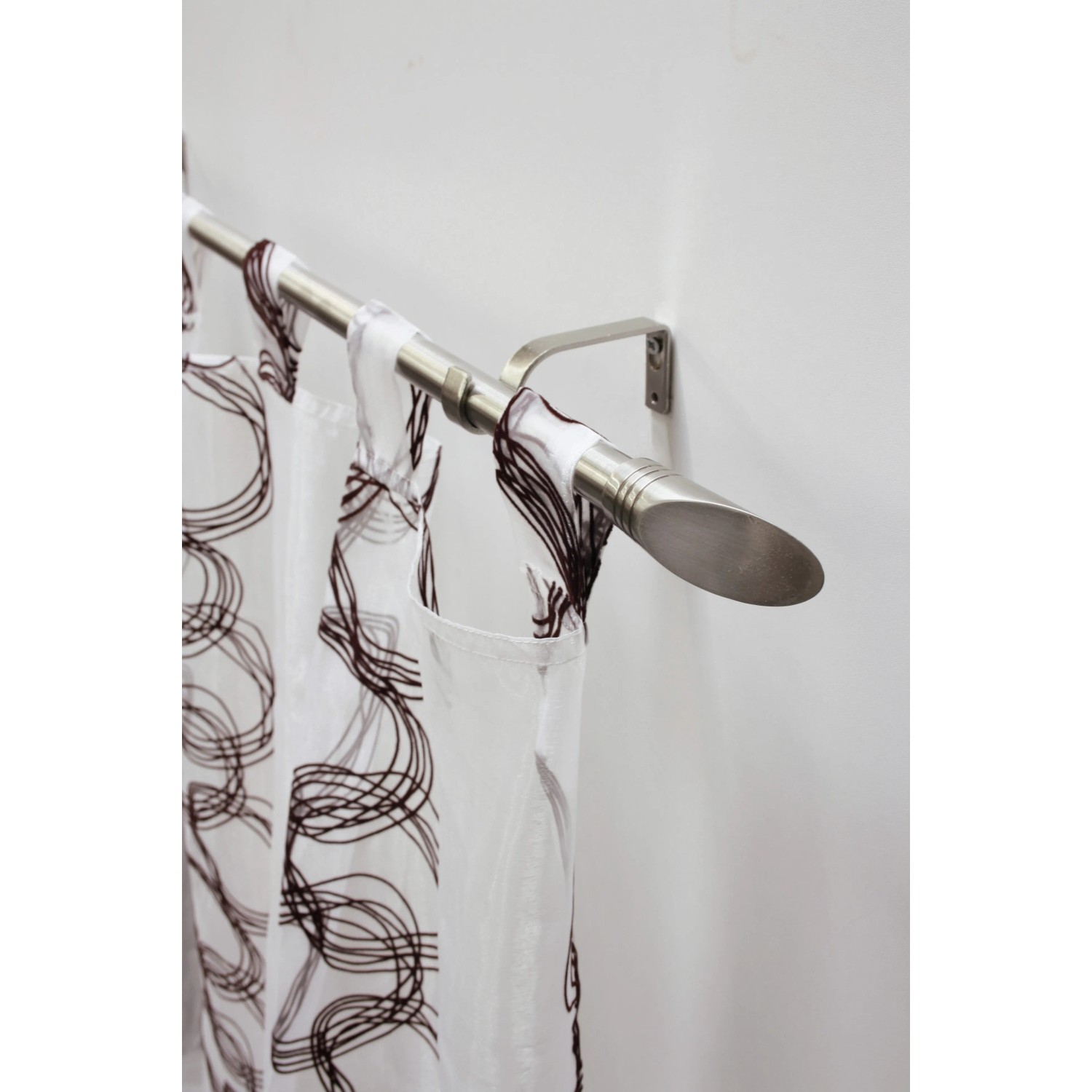 Gardinia Gardinenstangen-Set Ellipse, Edelstahl-Optik, ausziehbar von 190 bis 340 cm.