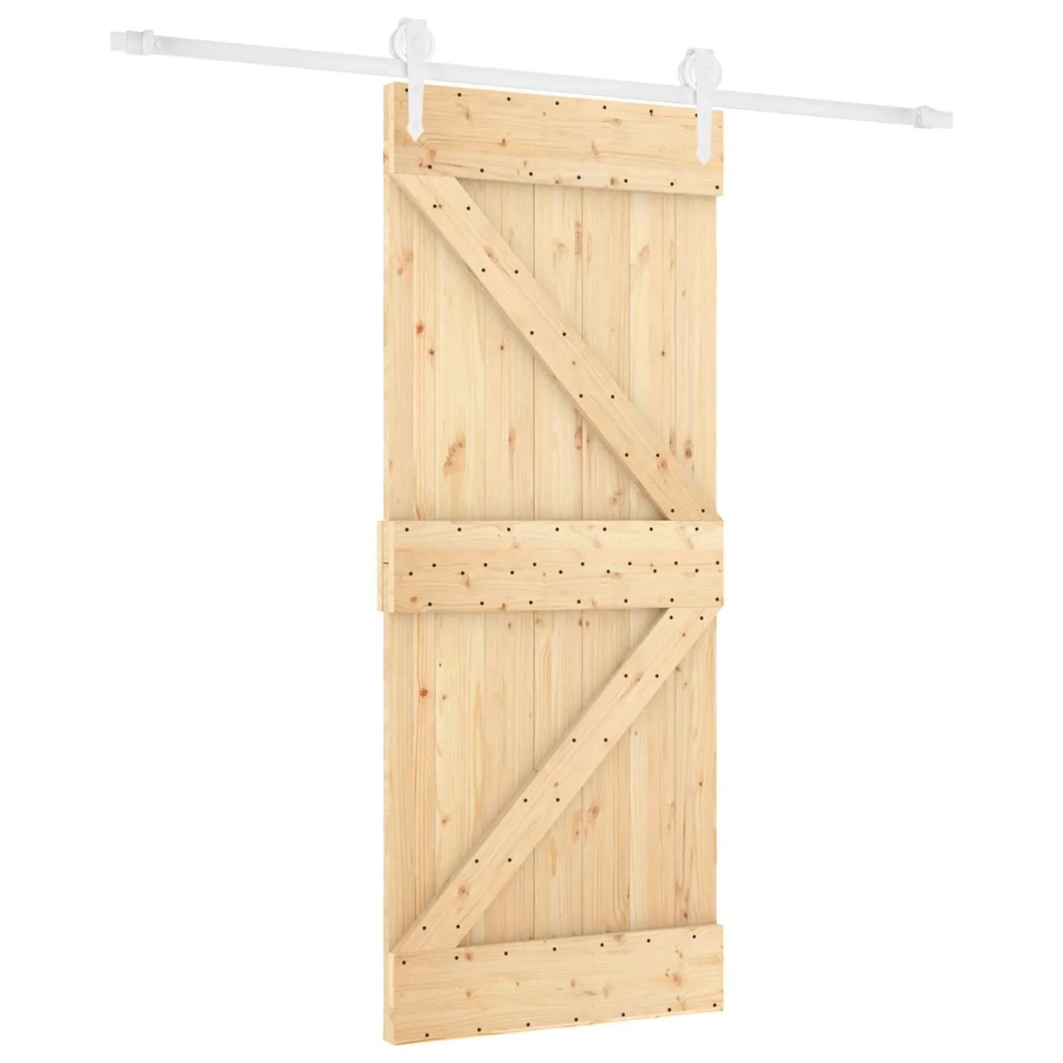 vidaXL Schiebetür Natur und Weiß 80 x 210 cm Massives Kiefernholz 3445135