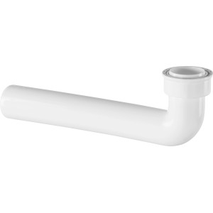 Weißer 90° WC-Anschlussbogen aus Kunststoff für die Verbindung von WC und Abwasserrohr.