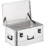 Offene LUX Aluminiumbox (47 l) für Werkzeug, mit Tragegriffen und Kantenschutz.
