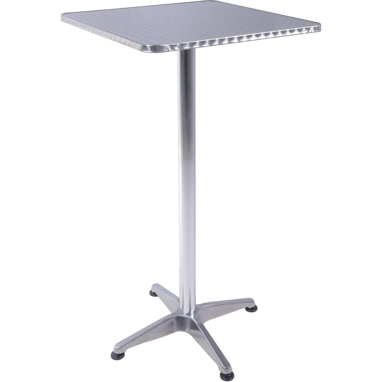 Quadratischer, silberner Gartentisch 60x60 cm von Garden Pleasure mit Aluminiumgestell.