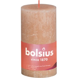Bolsius Rustik-Kerze Shine XXL, Ø 10 cm, 20 cm hoch, in Nebligem Rosa. Stumpenkerze für gemütliche Atmosphäre.