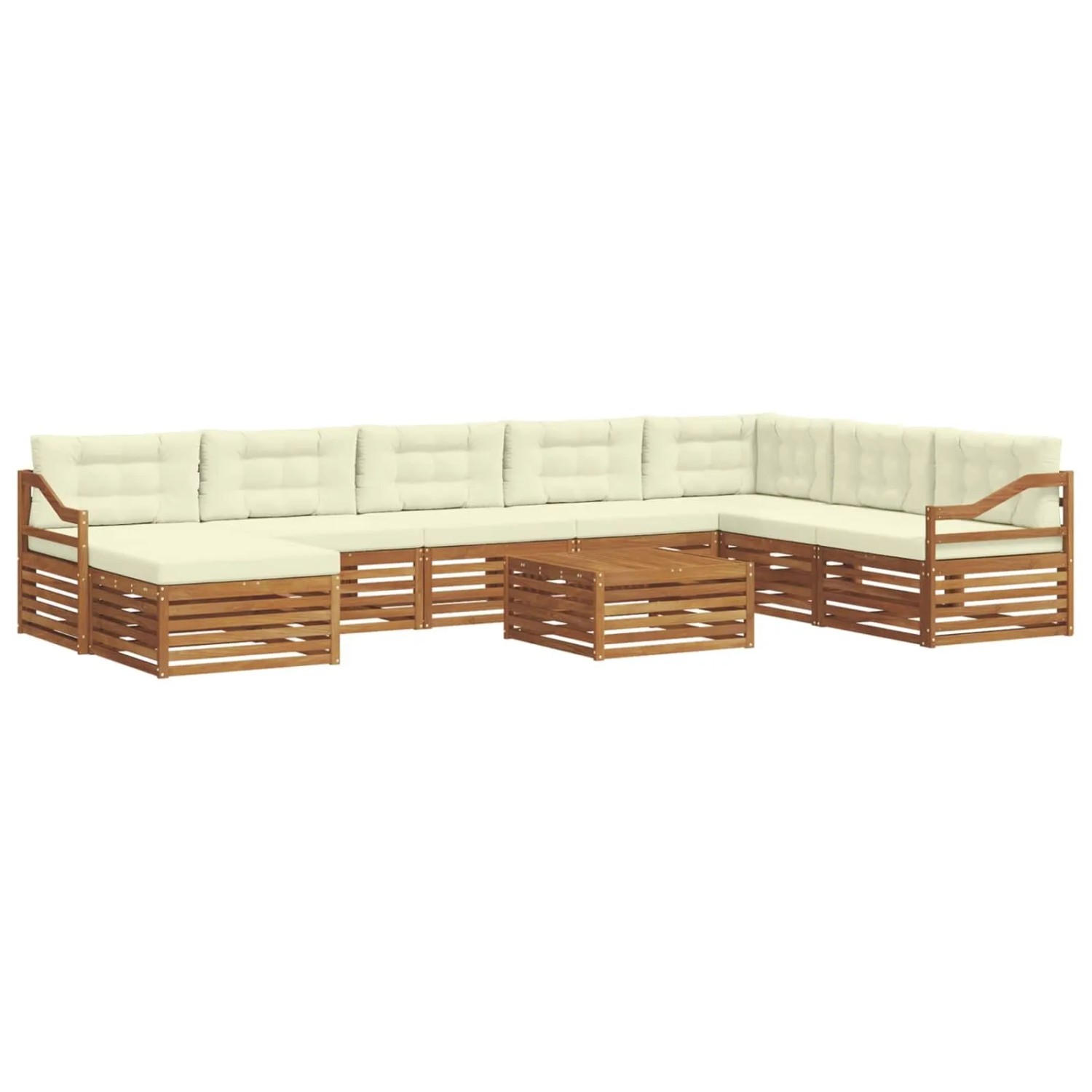 vidaXL Sofagarnituren 9 Tlg Natur und Creme Massivholz Akazie 3373995