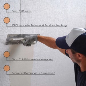 Verarbeitung der Protektor Innendämmung: Wärmedämmung mit Spachtel anbringen.