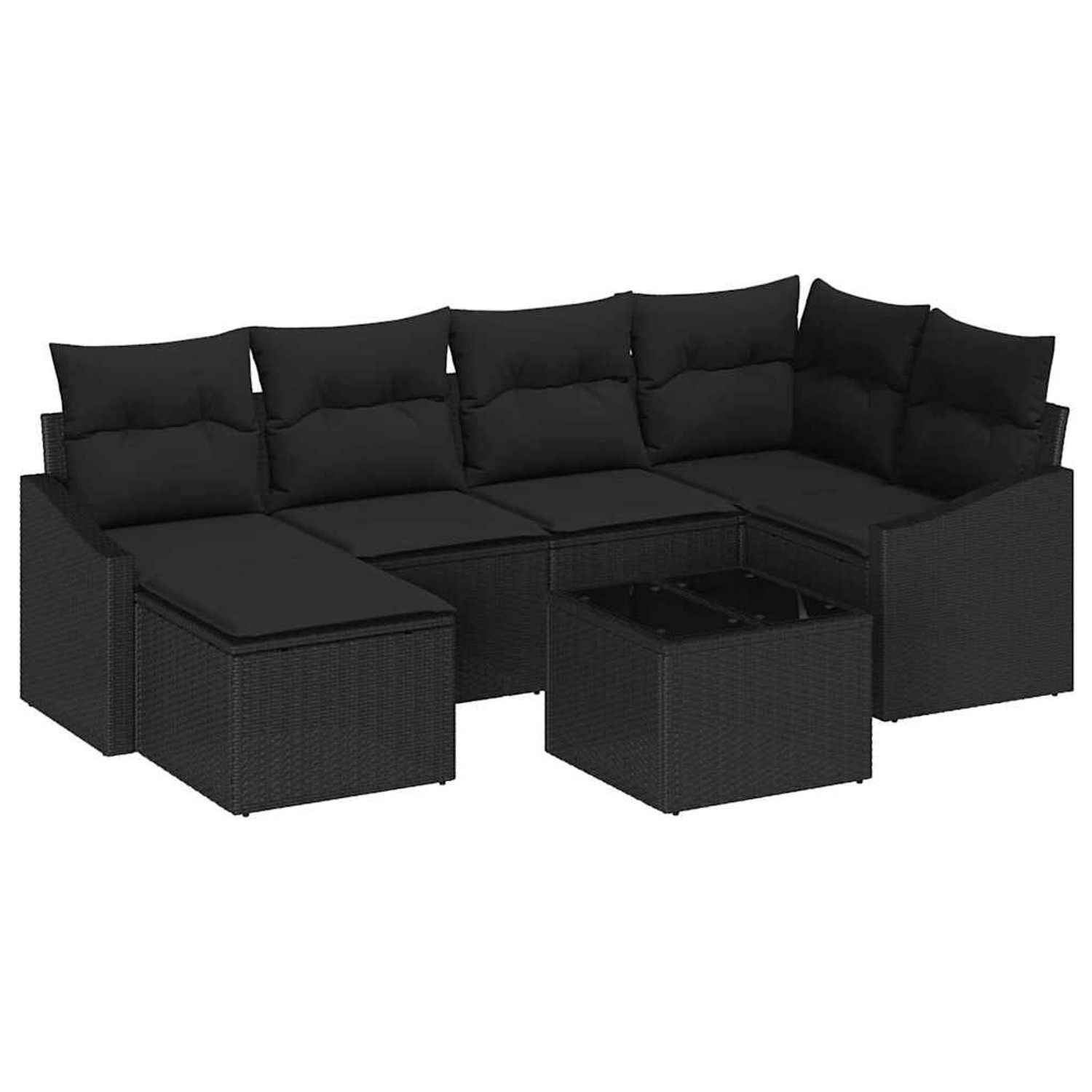 vidaXL Garten-Sofa-Set 7-Tlg Schwarz Poly Rattan 3346803 günstig online kaufen