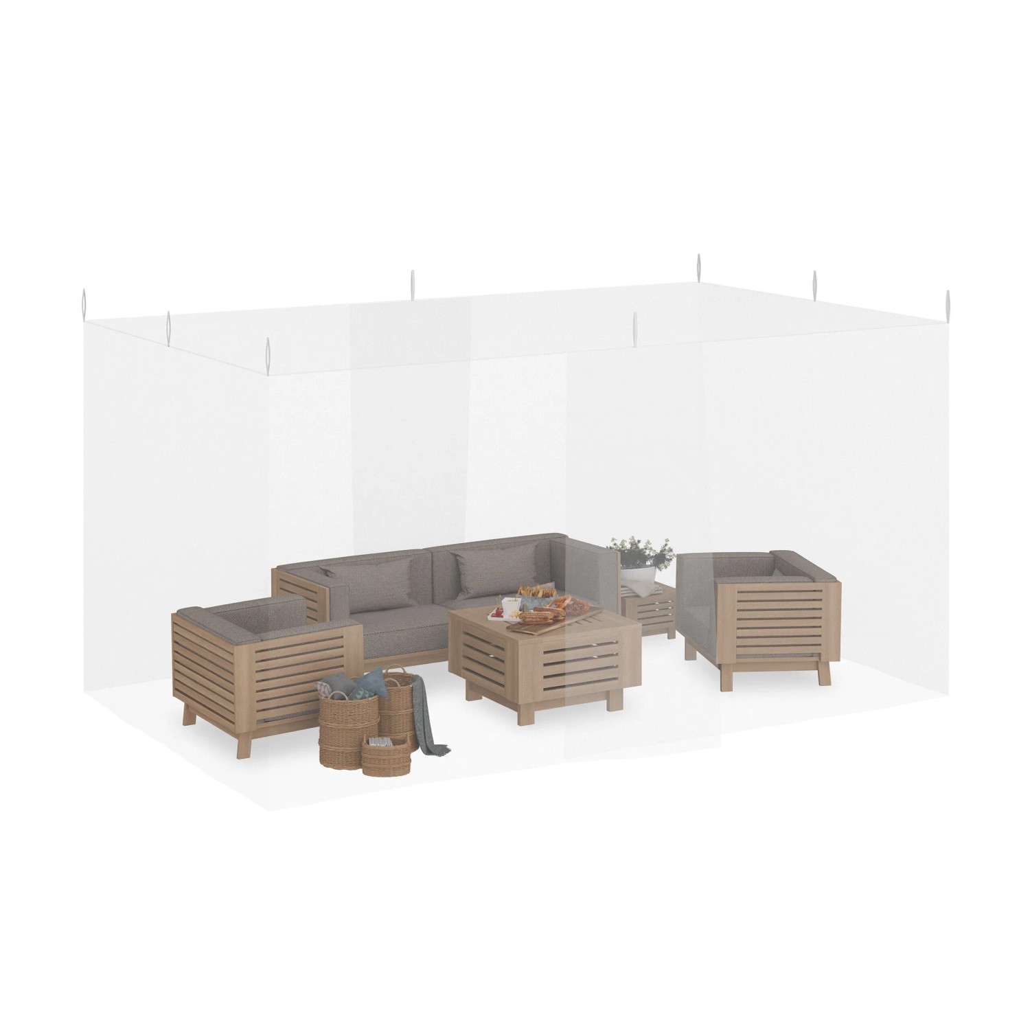 Relaxdays Moskitonetz XXL Polyester Weiß Waschbar 250 cm x 300 cm x 500 cm
