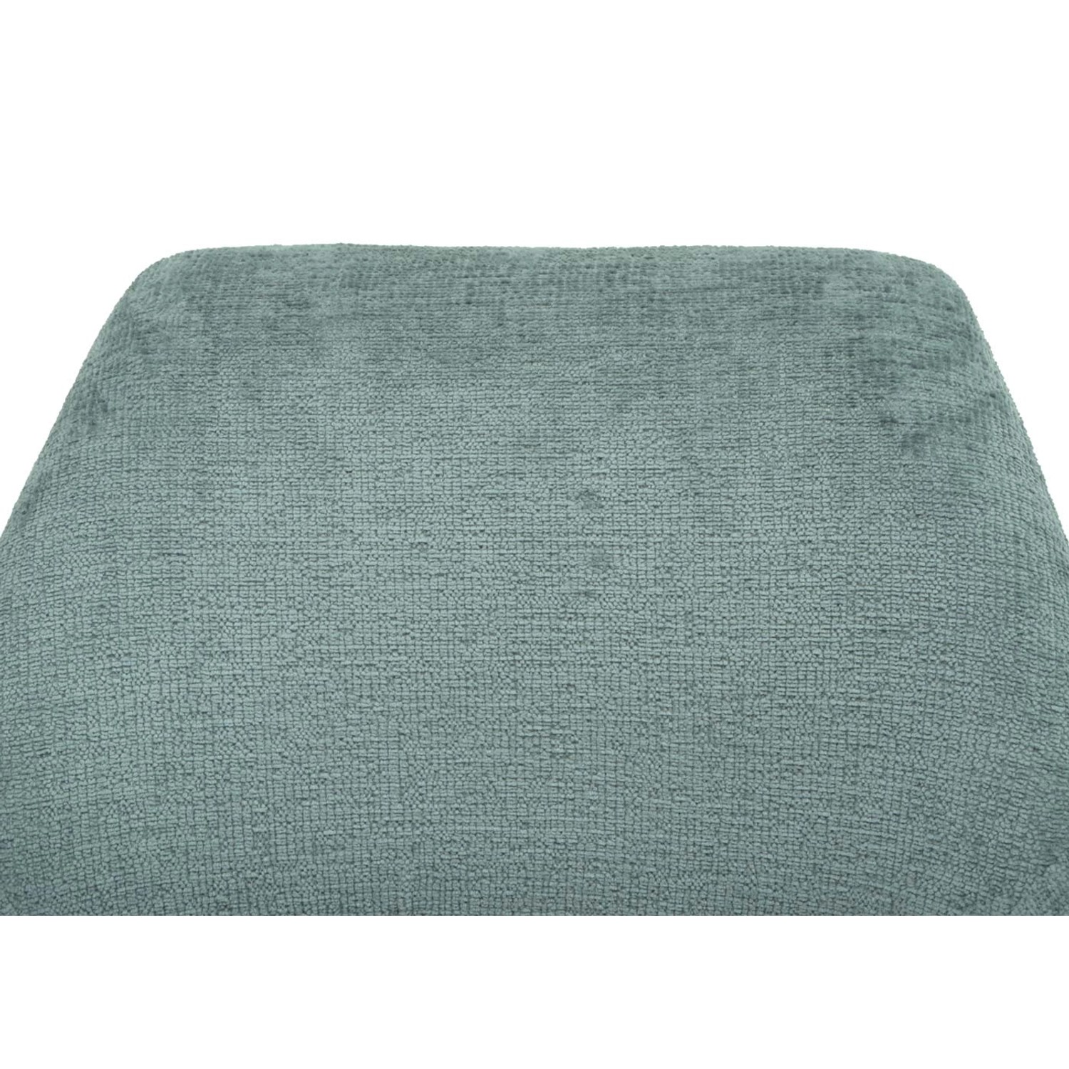 Detailansicht: Grau-blauer MCW Esszimmerstuhl M53 mit Stoffbezug.