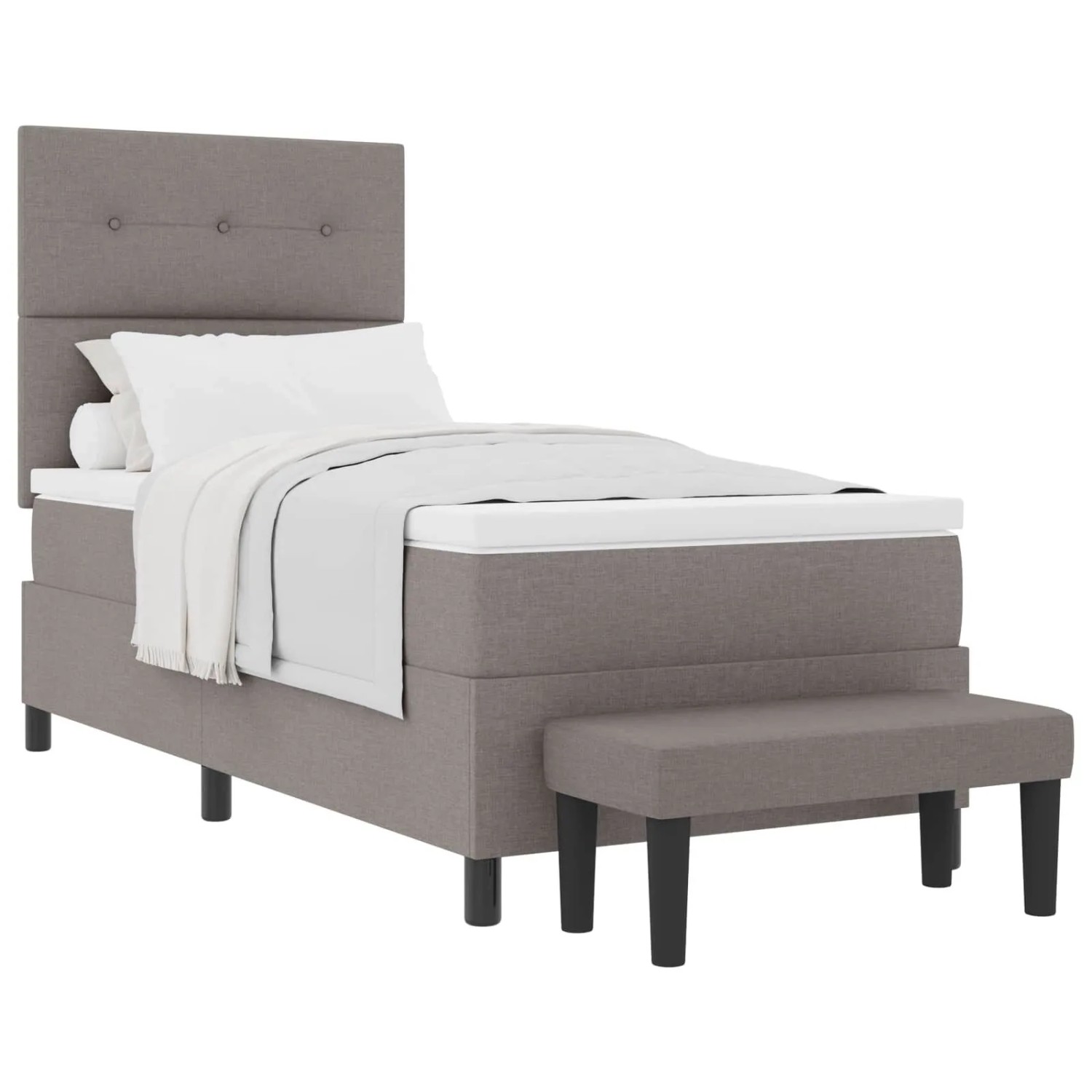 vidaXL Boxspringbett mit Matratze Taupe 100 x 200 cm Stoff 3344048