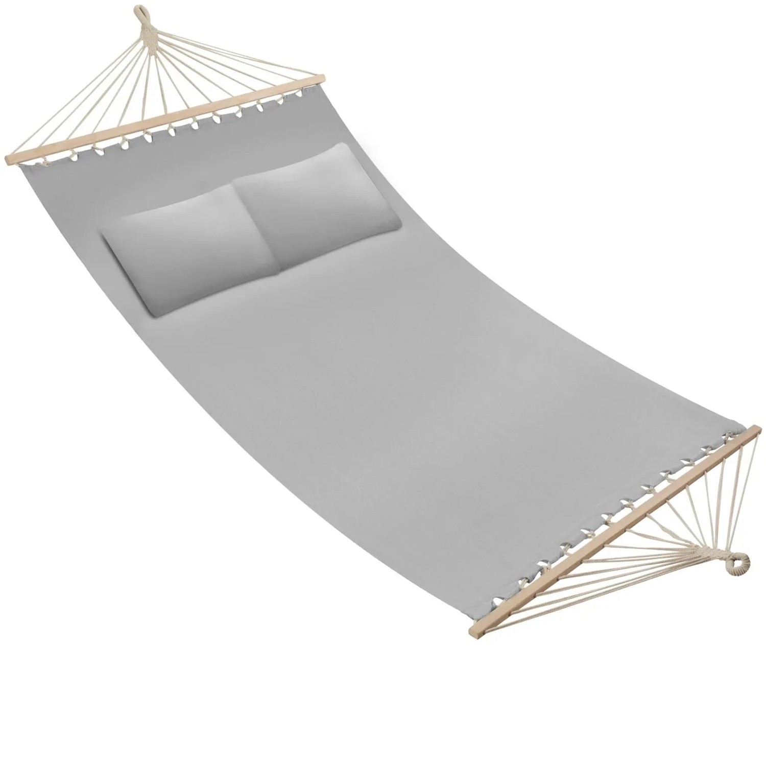 Tectake Hängematte Eden Mit Spreitzstäben  Für 2 Personen Strapazierfähiger Stoff  325 x 150 x 2 50 cm Hellgrau