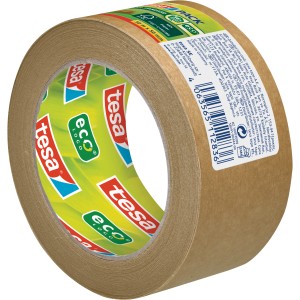 tesa Pack Papier Standard Packband, 50m x 50mm, braunes Klebeband auf Rolle.