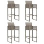 vidaXL Gartenbar-Set, 5-teilig, grau, Rattan, Akazie. Barhocker mit Tisch für Gartenmöbel.