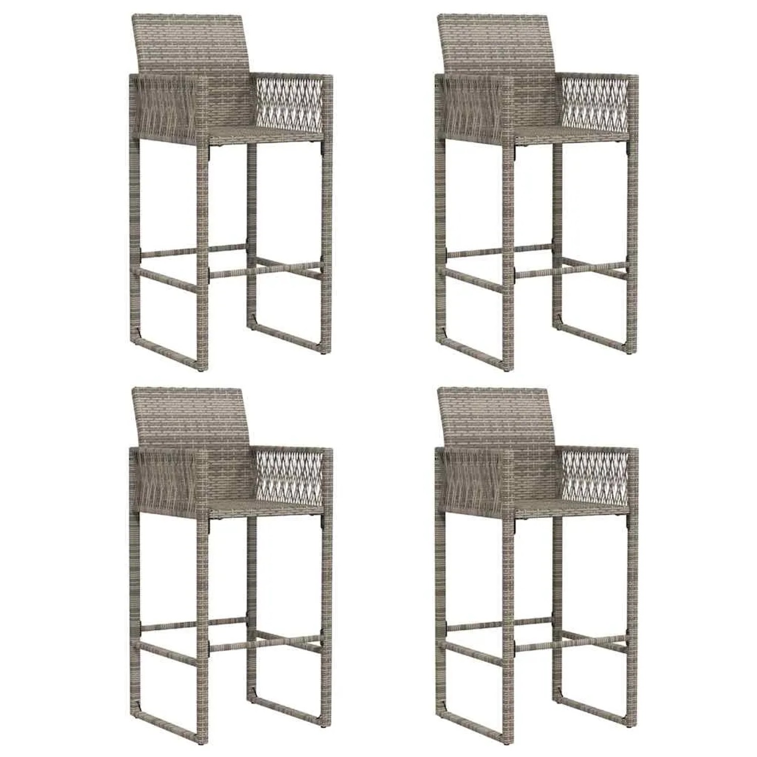vidaXL Gartenbar-Set, 5-teilig, grau, Rattan, Akazie. Barhocker mit Tisch für Gartenmöbel.