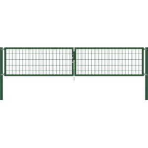 Grünes Doppeltor Flexo Plus 500x100 cm mit Pfosten für Gartenzäune.
