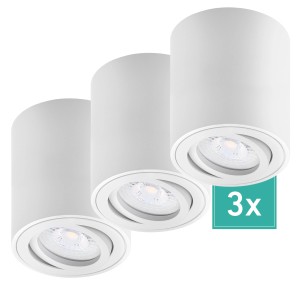3er Set: Weiße Oktaplex Lile M LED Aufbauspots, schwenkbar, mit warmweißem Licht für Lampen & Leuchten.